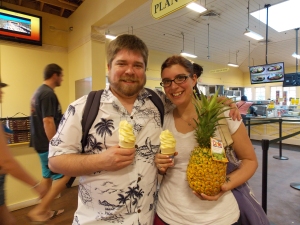 The delectable dessert in our hands is a Dole Whip, and it was amazing. Sort of like a pineapple soft serve--but better.